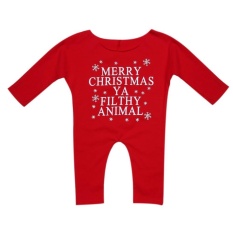 Newborn Bayi Girls Natal Bodysuit Lengan Panjang Surat Dicetak Baju Monyet-Internasional