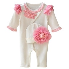 Bayi Yang Baru Lahir Baby Girls Cap Hat + Romper Bodysuit Pakaian Bermain Pakaian Pakaian Set-Intl