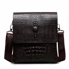Terbaru Buaya Pola Shoulder Bag Tas Pria Pria Bisnis Tas Tas Messenger Pria Vertikal Bagian-Intl