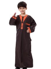 Terbaru Muslim Boys Kostum Nasional Arab T-shirt Judas Remaja Jubah Gaya Pakaian-Kopi-Intl