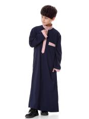 Terbaru Muslim Muda Man National Costume Boys Arab T-shirt Judas Remaja Jubah Gaya Pakaian-Biru Laut-Internasional