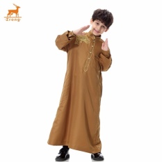 Terbaru Orang Tua-anak Muslim Bordir Jubah Muda Mannational Costume Boys Arab Islamic Jubahs Remaja Pakaian (Unta) -Intl