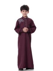Terbaru Orang Tua-anak Muslim Muda Man National Costume Boys Arab Judas Remaja Jubah Gaya Pakaian-anggur Merah- INTL