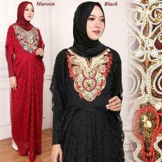 Newone gamis syari brokat fashion muslim / gamis murah / Maxi Jersey warna hitam marun biru tosca