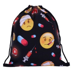 Newworldmall Wanita 3D Emoji Dicetak Lucu Clownish Oxford Bundel Saku Tas Ransel-Internasional