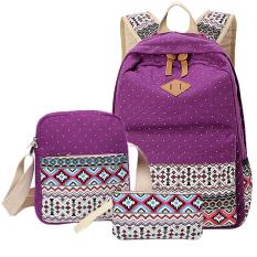 NiceEshop Pencetakan Wanita Santai Tas Kanvas Ransel Leaper Ringan Bahu Tas Tas Ungu