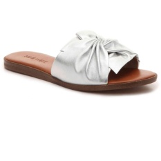 NINE WEST MELENDA Silver Metallic Leather FLAT KAYU CENDANA-Internasional