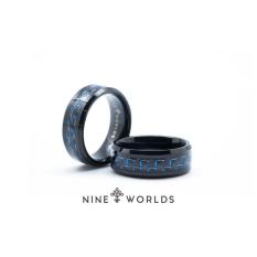 Nine Worlds Ring Cincin Tungsten Ceramic 18K Carbon Lume Pria Wanita - B6eee9