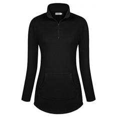 Ninedaily Ninedaily Wanita Lengan Panjang Berdiri Kerah Hoodie Jaket Risleting Kanguru Kaus-Internasional