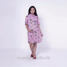 Ning Ayu Baju Hamil Dress Hamil Kerja Salur Bunga Cantik - DRO 874