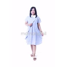 Ning Ayu Baju Hamil Dress Hamil Menyusui Sofie Dress Krah Putih New Kerja Modis - DRO 848 Biru Muda