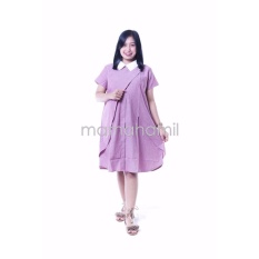 Ning Ayu Baju Hamil Dress Hamil Menyusui Sofie Dress Krah Putih Kerja Modis - DRO 848 Merah