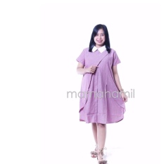 Ning Ayu Free CD Hamil Baju Hamil Dress Hamil Menyusui Sofie Dress Krah Putih Kerja Modis - DRO 848 Merah
