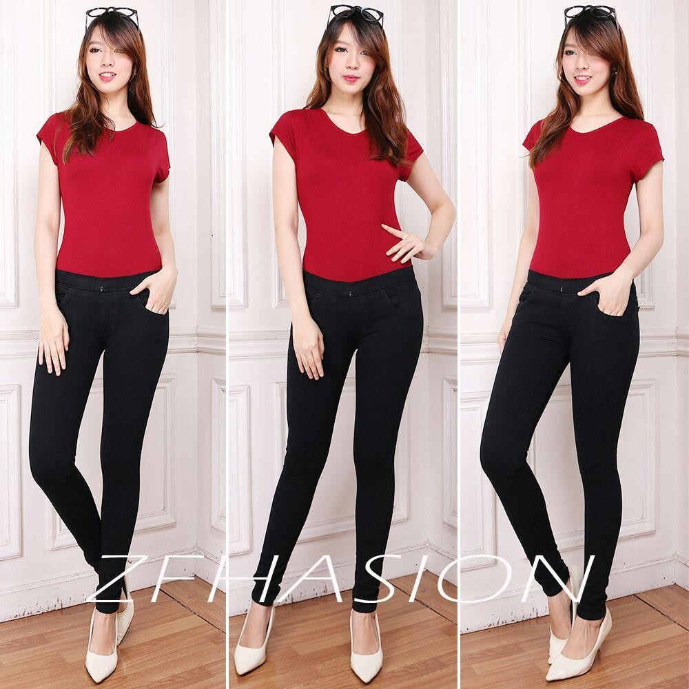 NJ Nuriel Jeans – Celana jeans Wanita – Denim Premium Quality – Skinny Waits – Pinggang Karet Warna Hitam 31-34