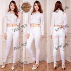 NJ Nuriel Jeans - Celana Jeans Wanita – Premium Quality – Skinny High Waist – Jeans Putih Polos