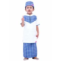 Nuranitex Baju Koko Sarung Celana Royyan Anak Trendy - Blue