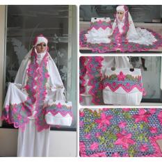 Nuranitex Mukena Behel Bordir Rabbani Antik Elegan - Putih Pink