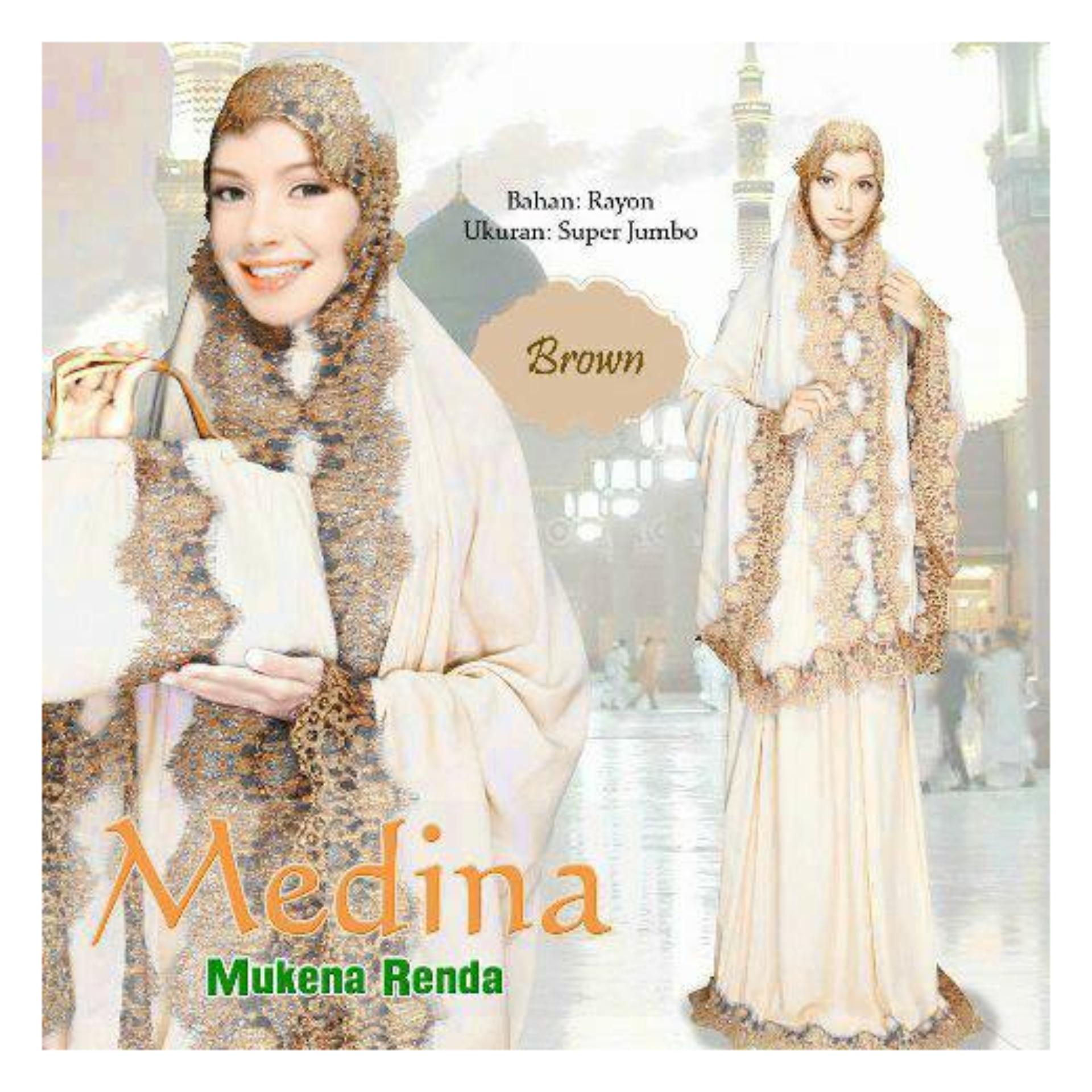 Nuranitex Mukena Jumbo Medina Renda Cantik - Brown