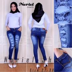 Nuriel Jeans - Celana Jeans Wanita – Premium Quality – Skinny Sobek – Biru Jeans