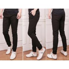 Nusantara Jeans - Celana Jogger Pant Pria Berbahan Cotton Exclusiv Ringan Halus Lembut Warna Tidak Pudar - Resleting Kuat - Hitam