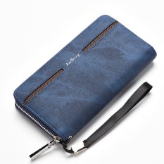 Ocean Fashion Baru Pria Dompet PU Multi Posisi Kartu Panjang Gaya Ritsleting Retro Leisure Berkapasitas Tinggi Dompet (Biru) -Intl