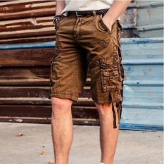 Ocean Men's Fashion Chino Shorts Leisure Di Luar Rumah Sports Breathable Cotton Overalls Shorts (Kopi)-Intl