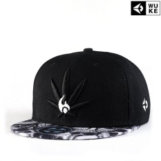 Ocean Topi Bisbol topi pinggiran Flat Bordir Kanvas Daun rami Terang Hip hop Reggae Topi Baru Fesyen Pria (Hitam) - intl