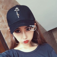 Wanita Model Wanita Topi Hip Hop Edisi Han Ventilasi Bisbol untuk Dipakai Di Pantai (Hitam) -Intl