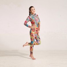 Ocean NEW Wanita Lengan Panjang Conjoined Diving Suit Surfing Pakaian 3mm untuk Tetap Hangat (bunga Penuh) -Intl