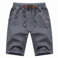 Pria Wanita Model Chino Celana Pendek Pure Cotton Leisure Knitting Remaja Motion Shorts (Grey)-Intl