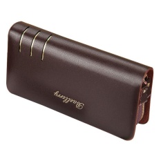 Pria Wanita Model Orisinalitas Dompet Gaya Panjang Double Zipper Dompet (Cokelat Kehitaman)-Intl