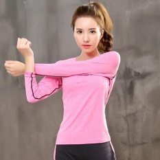 Ocean New Olahraga Kaos Wanita Motion Lengan Pendek Yoga Kostum Menjalankan Cepat Pengeringan Keringat Bodybuilding T-shirt-nya (Mawar) -Intl