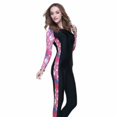 Ocean NEW Unisex Conjoined Diving Suit Lengan Panjang dengan Hood (HITAM PINK)-Intl