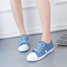Ocean Women Baru Fashion Sneakers Jacobs Mahasiswa Sepatu CANVAS Leisure Flat Shoes (biru Muda)-Intl