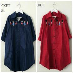 Ohinstore/ Atasan Blouse Tunik Wanita Baju Muslim Blus Muslim Story Pocket Cardigan Cewek/Cardigan
