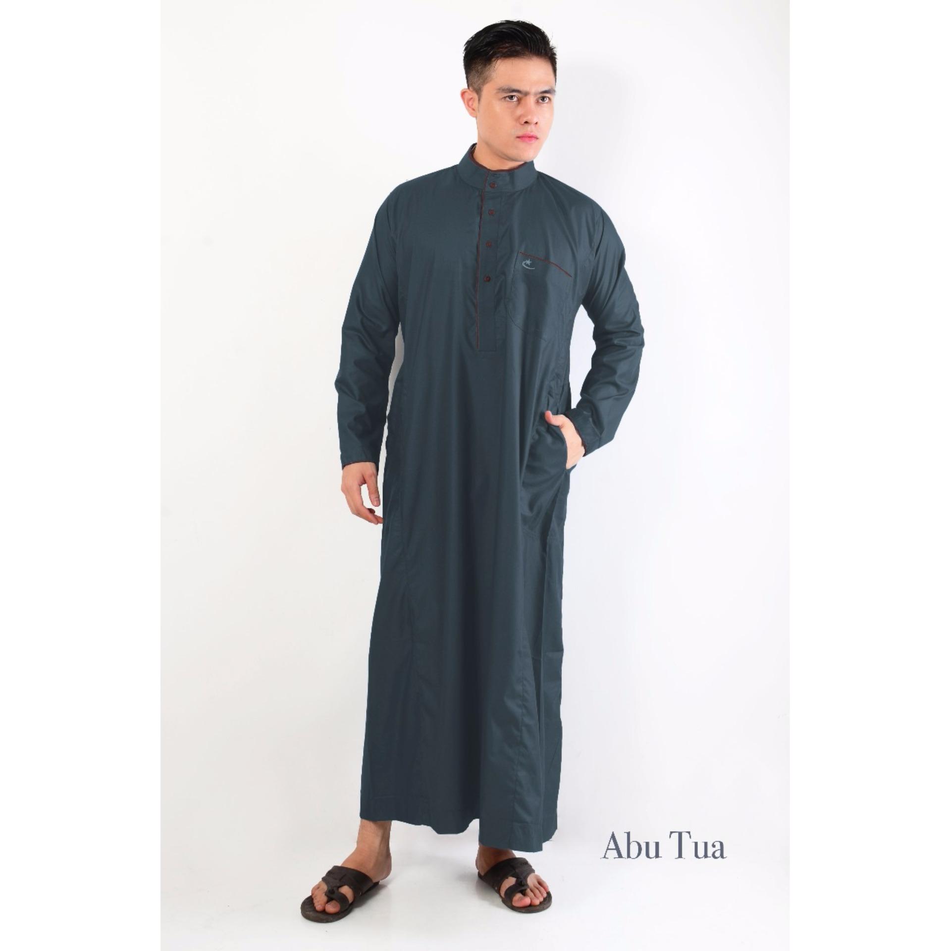 Okechuk JUBAH ASAFI Jubah Gamis Pria Muslim (Abu Tua)