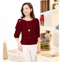 Okechuku - Alexa Blouse Wanita Korean Style Fashion (Maroon)