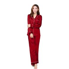 Okechuku - Baju Tidur Polos Variasi List Bahan Satin Lengan Panjang