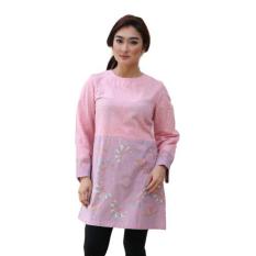 Oktovina-HouseOfBatik Blus Lengan Panjang Batik Katun - Femme Batik BLPKE-1A - Pink / Baju Wanita / Blus Wanita / Atasan Wanita / Baju Batik Wanita / Blus Batik Wanita / Atasan Wanita Batik / Batik Wanita