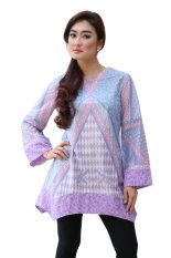 Oktovina-HouseOfBatik Blus Lengan Panjang Batik Katun - Femme Batik BLPKE-2B - Ungu Pink / Baju Wanita / Blus Wanita / Atasan Wanita / Baju Batik Wanita / Blus Batik Wanita / Atasan Wanita Batik / Batik Wanita / Pakaian Tradisional