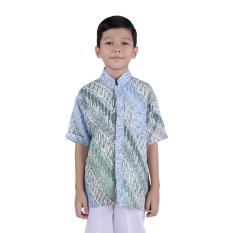 Oktovina-HouseOfBatik Hem Koko Anak Doby - Kids Batik HKAD-3 – Biru Hijau