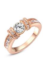 Olen Disepuh Double Sisi CZ Diamond Cincin Jari (Rose Gold)