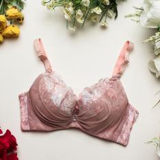 OLENO BRA English Lady Style Pink Bra Motif Bunga Push Up Bra-Pink