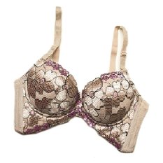 Oleno Bra Unlined Flower Triangle Bra Fashion Nyaman Dipakai Best Quality-Krem/Putih