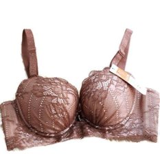 Oleno Lacey Bra Oleno Bra Set Cantik Lembut Nyaman Paket Hemat-Coklat