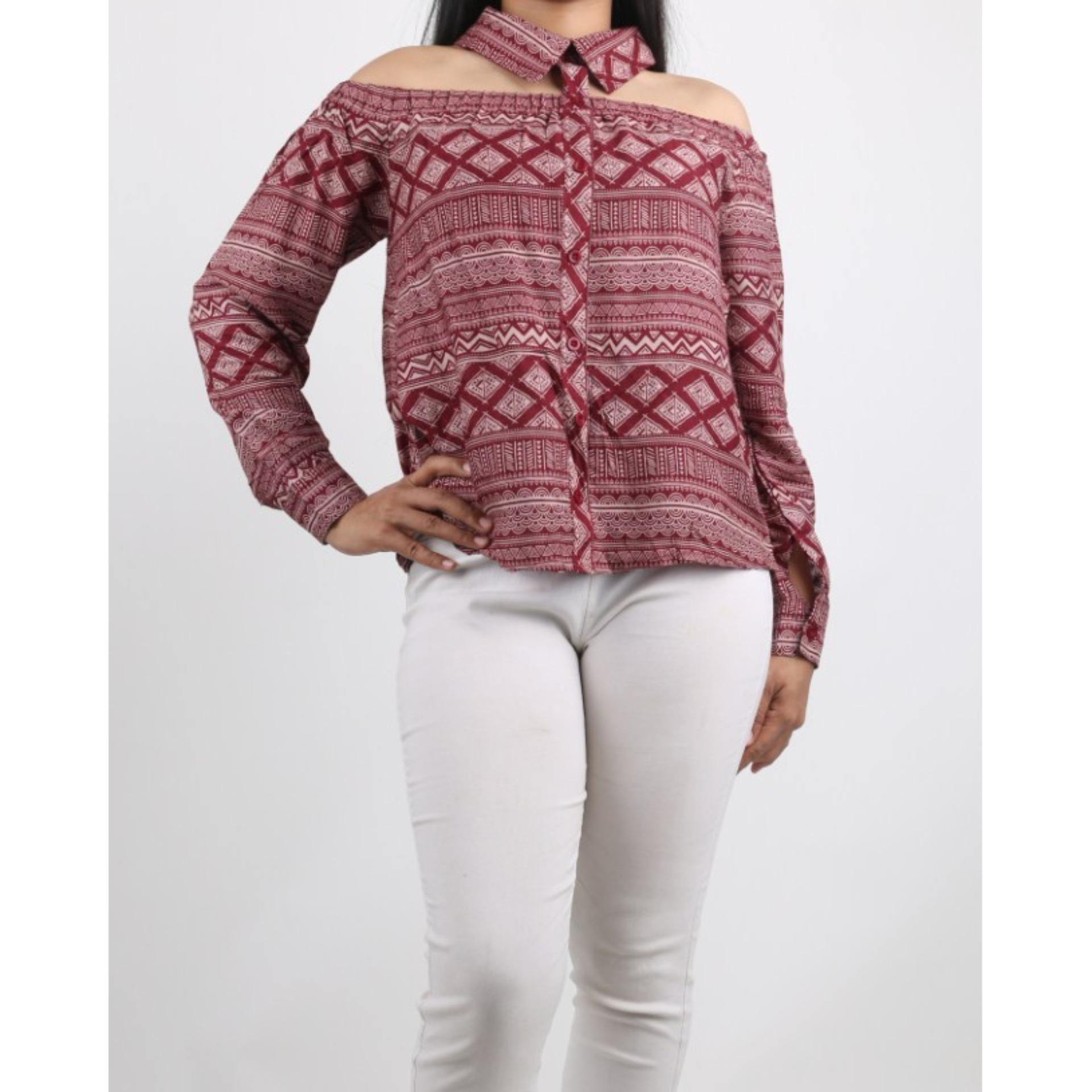 Oma Fashion Modern Batik Casual Sabrina Long Sleeve - 4 Warna - Size M