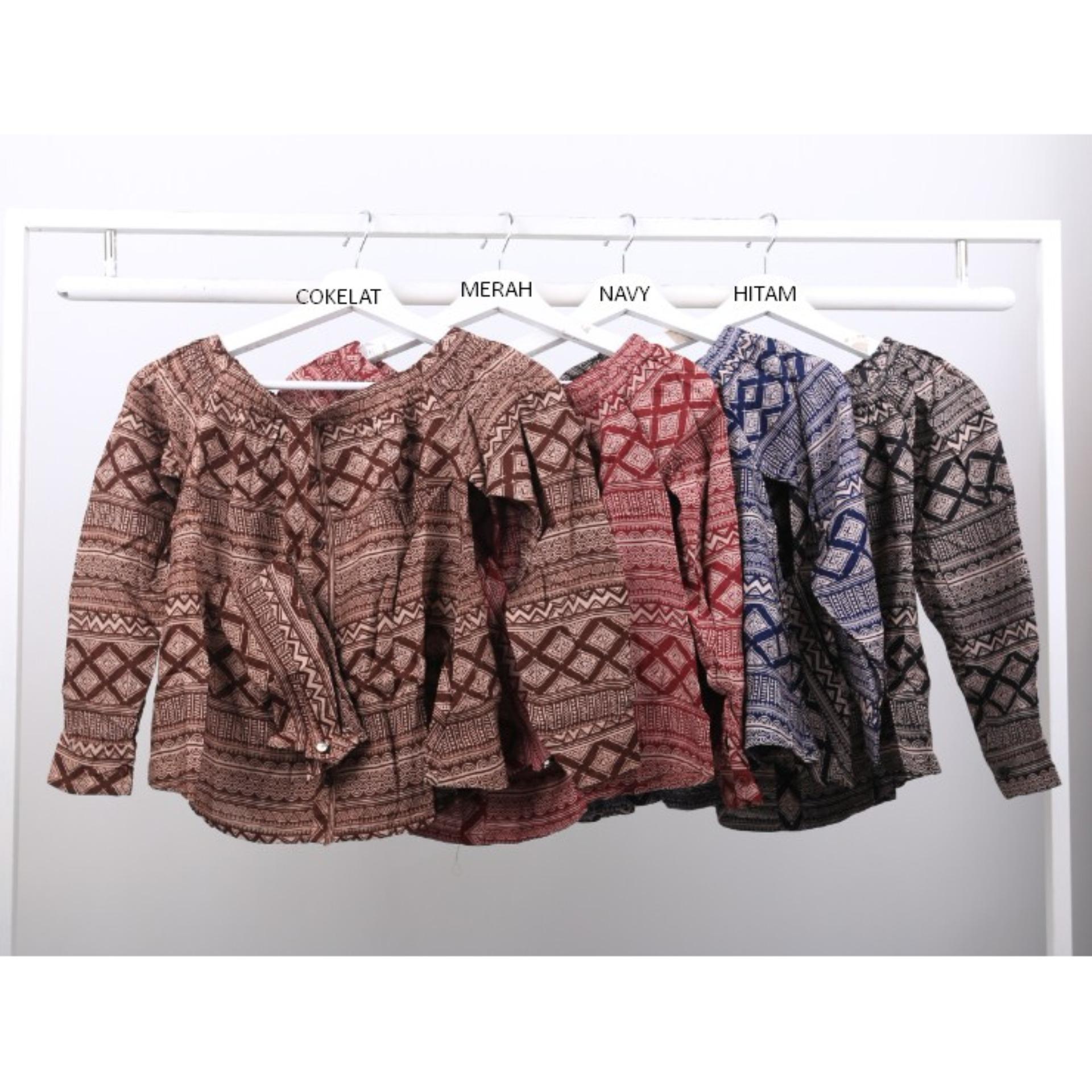 Oma Fashion Modern Batik Casual Sabrina Long Sleeve - 4 Warna - Size M
