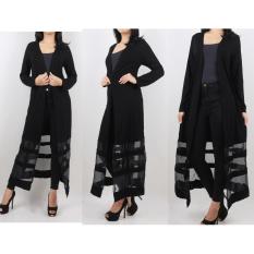 Oma Holley Fashion Zinnia Long Cardigan Organdy - Hitam - Size L