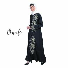 ONAFI Gamis Abaya Arab Hitam Bordir SAHARA