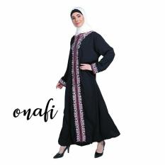 ONAFI Gamis Abaya Arab Hitam Bordir FIRDAUS